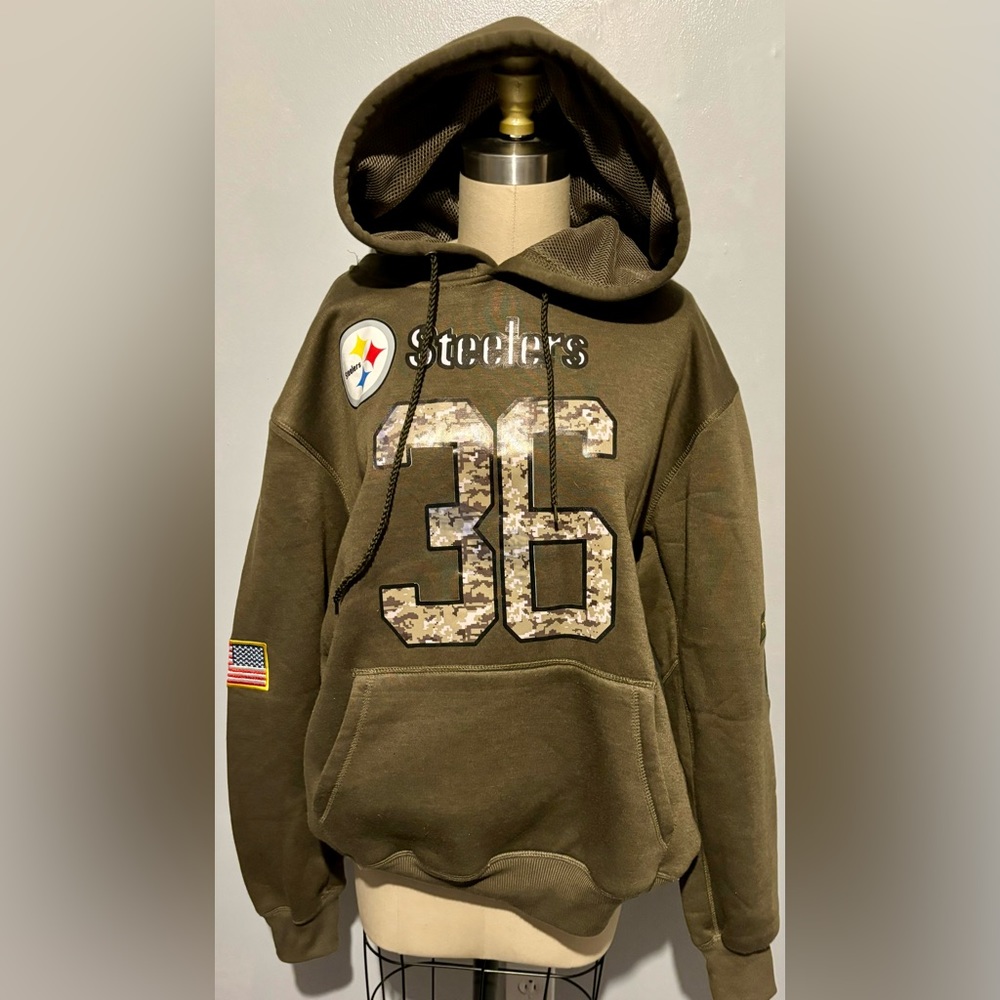 Pittsburgh Steelers “Salute to Service” Jerome Bettis Hoodie. Size L